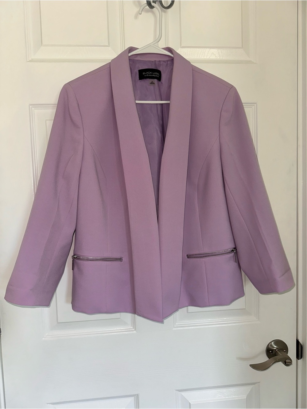 Evan Picone Lilac Open-Front Shawl Collar Blazer